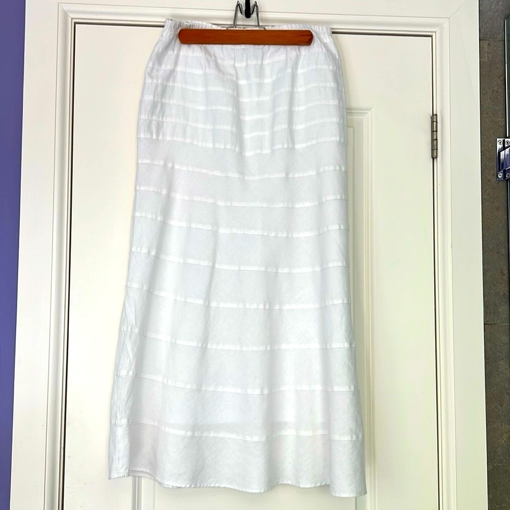 Elegant White Solid Tier white cotton skirt